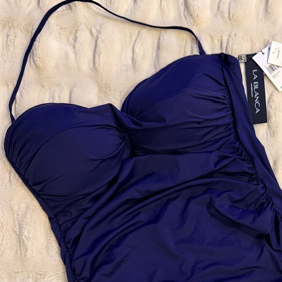 LA BLANCA WOMEN'S ISLAND GODDESS BANDEAU TANKINI SWIMSUIT TOP AND BOTTOM ~  NWT - Picture 14 of 14